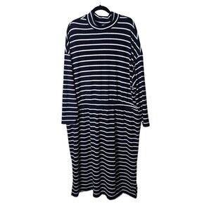 Old‎ Navy 4X Maxi Dress Rib Knit Mock Neck Long Sleeve Rayon Preppy Nautical